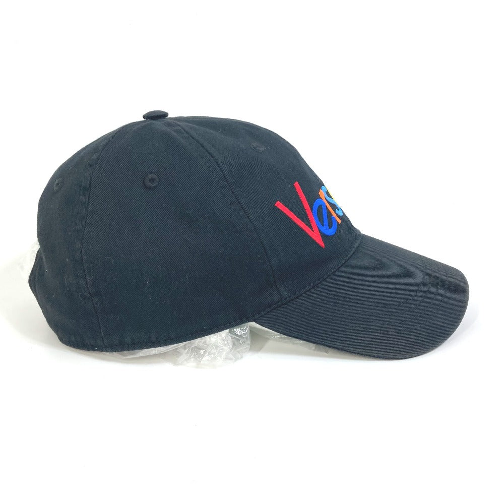 VERSACE Men's Black Cotton Baseball Cap with Rainbow Logo Embroidery