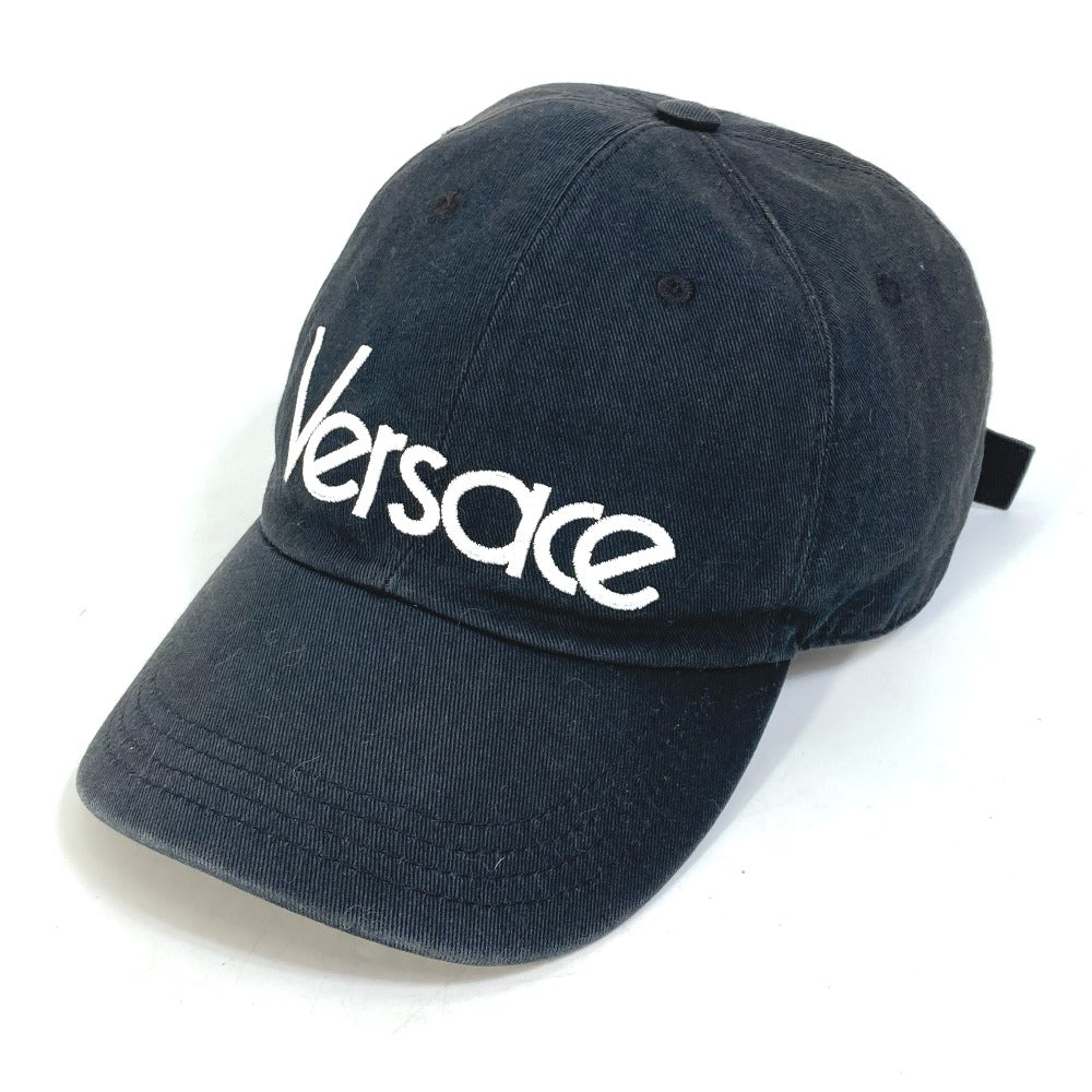 VERSACE Two-Tone Logo Baseball Cap, Cotton, Women's, Black