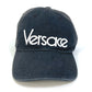 VERSACE Two-Tone Logo Baseball Cap, Cotton, Women's, Black