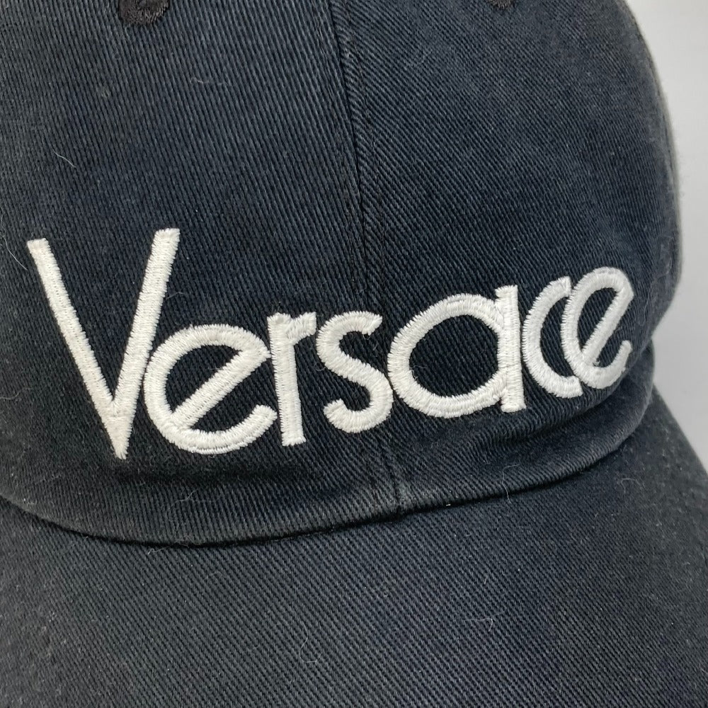 VERSACE Two-Tone Logo Baseball Cap, Cotton, Women's, Black
