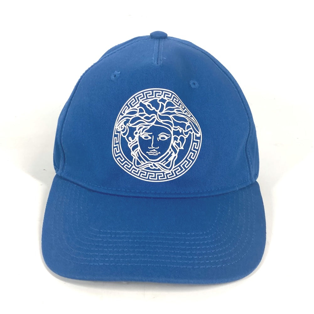 VERSACE バイカラー ロゴ メデューサ 帽子 キャップ帽 ベースボール キャップ コットン ユニセックス ブルー