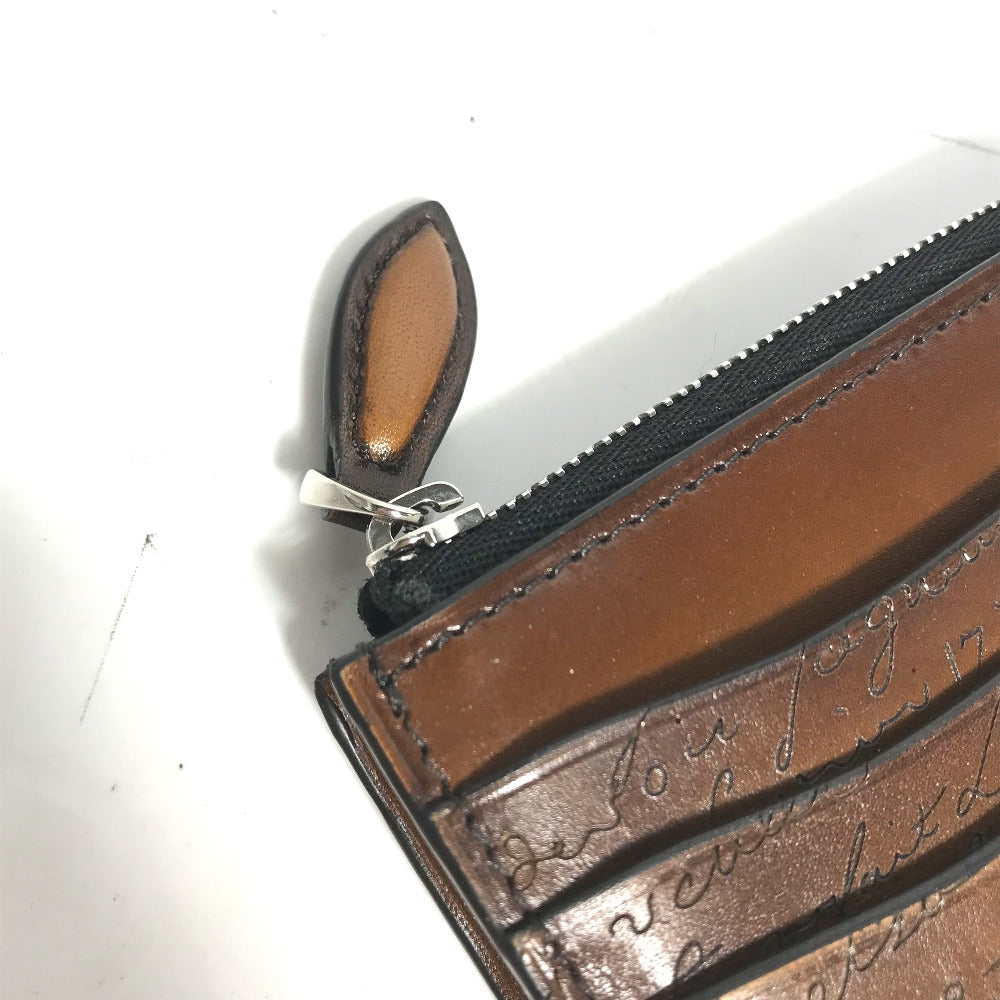 Berluti コンパクトウォレット 財布 小銭入れ カリグラフィ L字ファスナー コインケース レザー メンズ ブラウン