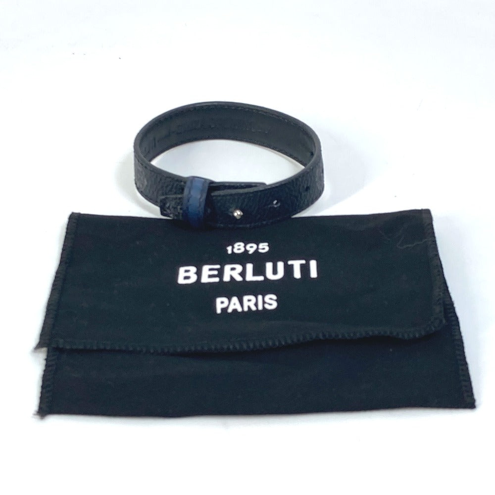 Berluti Novelty, Not for Sale, Ginza Store Opening Commemorative Accessory, Leather Bangle Bracelet, Men's, Black