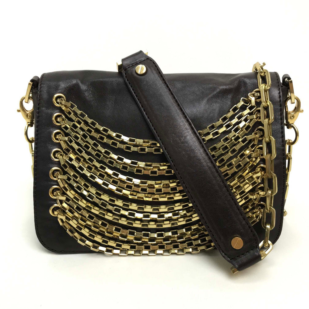 Tory Burch Mini Bag, Pouch, Stackable Design, Crossbody Bag, Shoulder Bag, Chain Pochette, Leather Shoulder Bag, Women's, Dark Brown