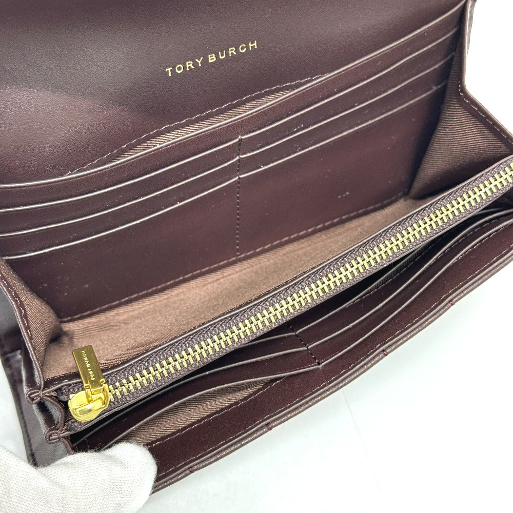 Tory Burch 81820 KIRA CHEVRON Bi-fold Long Wallet Leather Women's Brown