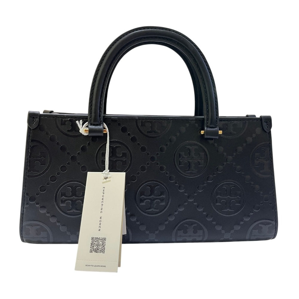 Tory Burch 164641 Tモノグラム エンボス トート スモール 2WAY カバン トートバッグ PVC レディース ブラック