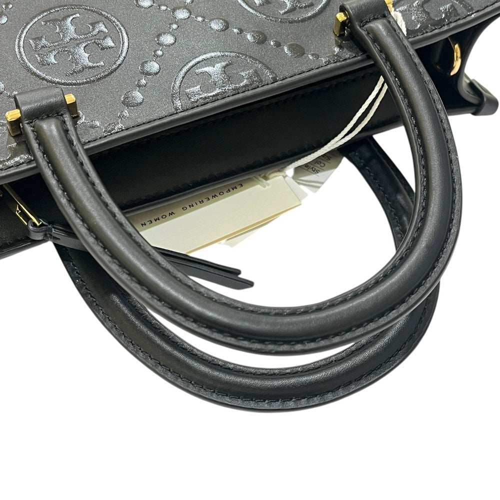 Tory Burch 164641 Tモノグラム エンボス トート スモール 2WAY カバン トートバッグ PVC レディース ブラック