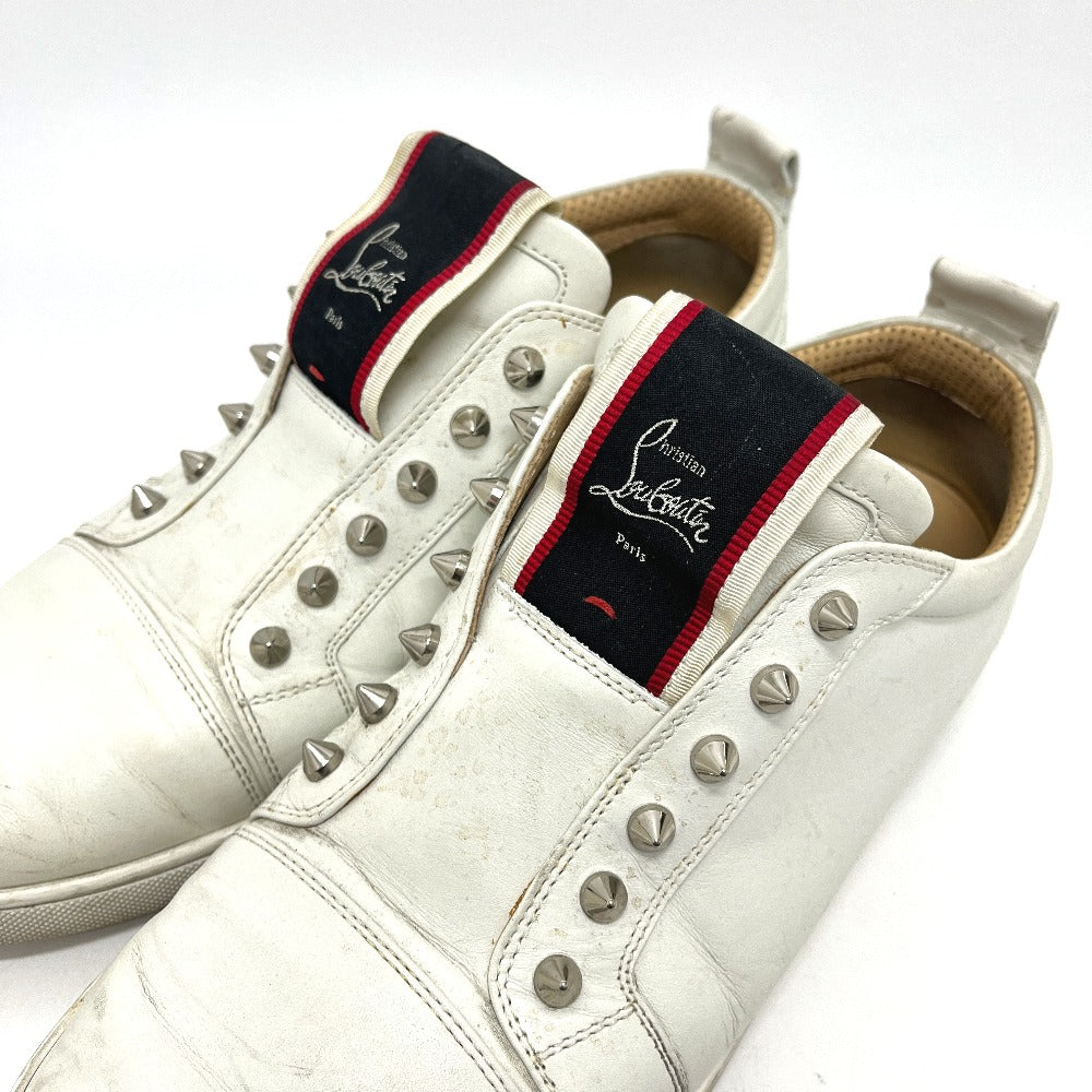Christian Louboutin F.A.V Fique A Vontade Low Top Sneake Slip-on spike stud shoes sneakers Leather White/Red Used