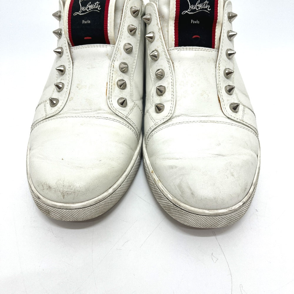 Christian Louboutin F.A.V Fique A Vontade Low Top Sneake Slip-on spike stud shoes sneakers Leather White/Red Used