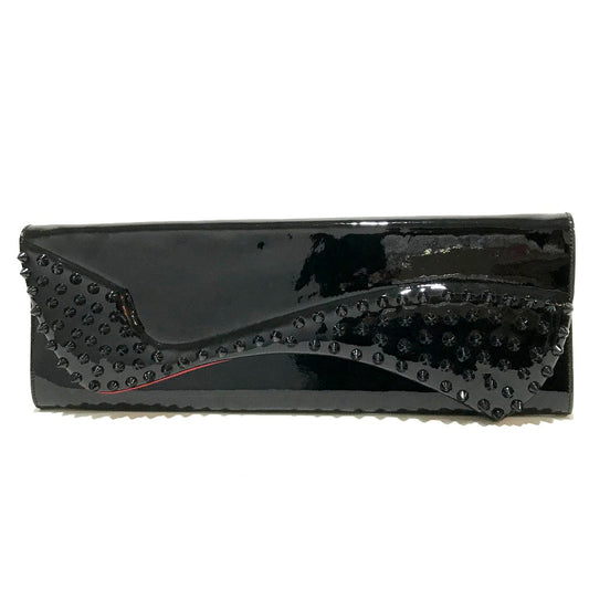 Christian Louboutin 3120524 スパイクスタッズ ピガール エナメル カバン パーティーバッグ クラッチバッグ パテントレザー レディース ブラック