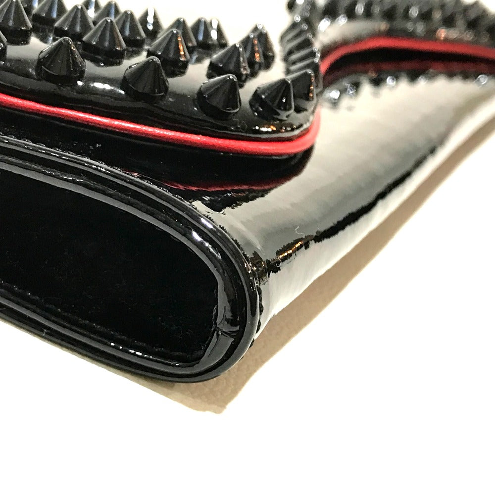 Christian Louboutin 3120524 スパイクスタッズ ピガール エナメル カバン パーティーバッグ クラッチバッグ パテントレザー レディース ブラック