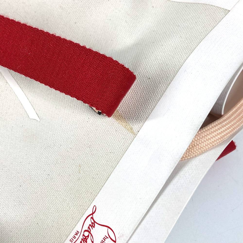 Christian Louboutin 縦型 トートバッグ カバン カバレース CABALACE シューレース ショルダーバッグ キャンバス/レザー レディース ホワイト