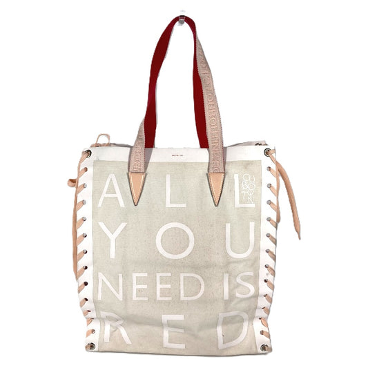 Christian Louboutin 縦型 トートバッグ カバン カバレース CABALACE シューレース ショルダーバッグ キャンバス/レザー レディース ホワイト