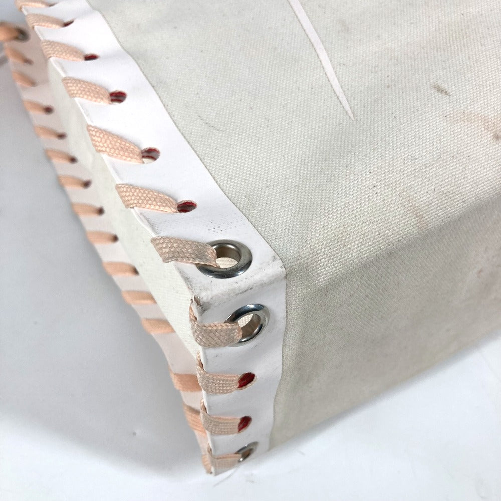 Christian Louboutin 縦型 トートバッグ カバン カバレース CABALACE シューレース ショルダーバッグ キャンバス/レザー レディース ホワイト