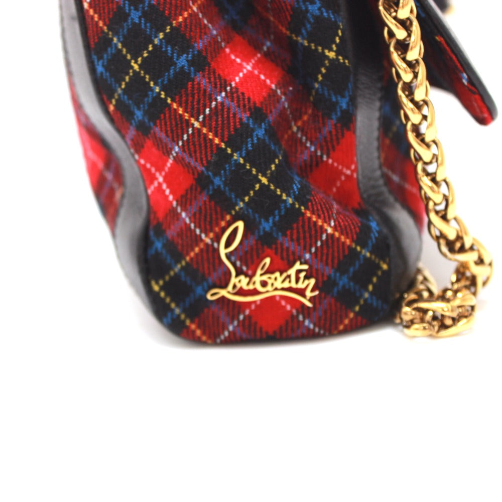 Christian Louboutin Checkered Sweet Charity Shoulder Bag in Canvas/Leather, Red