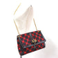 Christian Louboutin Checkered Sweet Charity Shoulder Bag in Canvas/Leather, Red