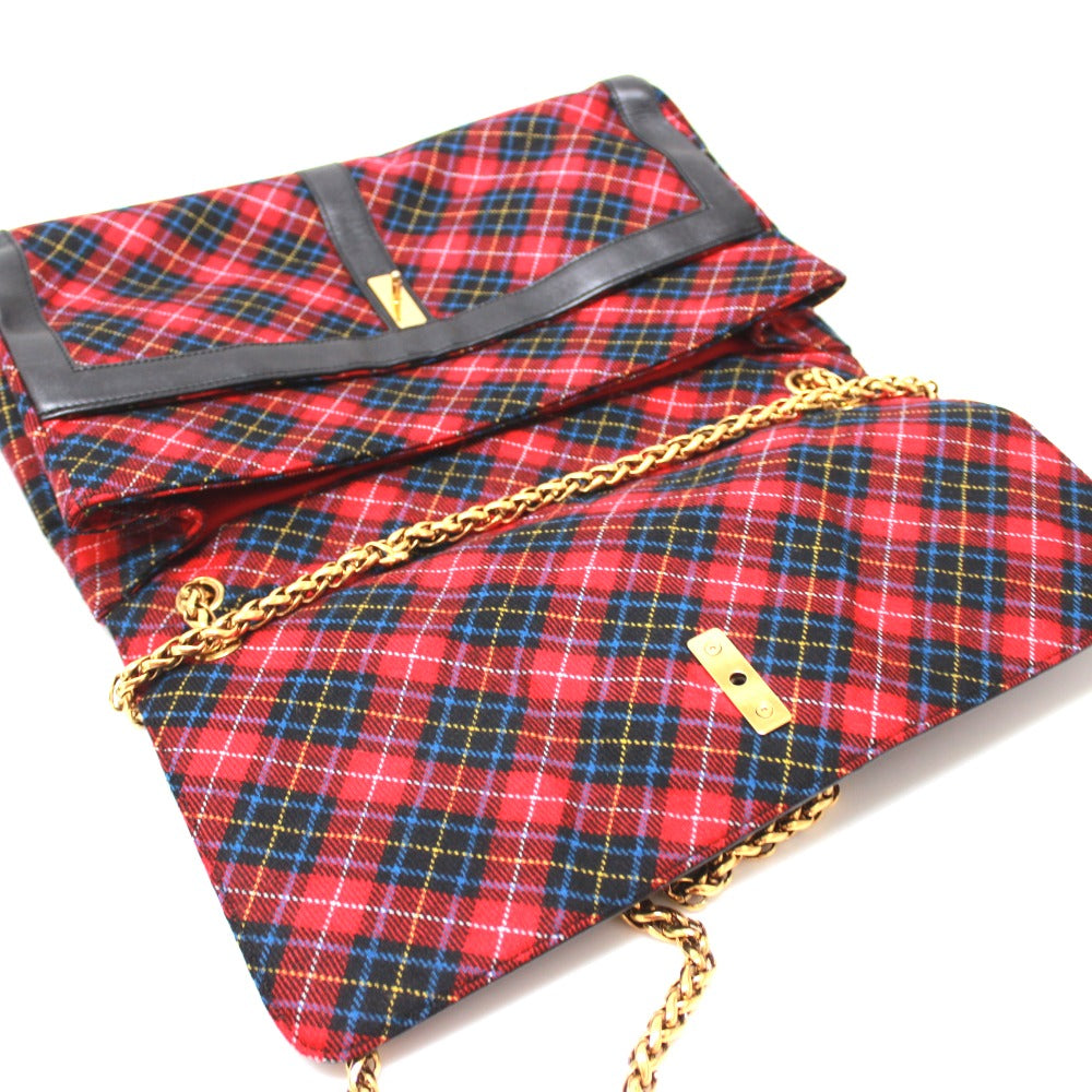 Christian Louboutin Checkered Sweet Charity Shoulder Bag in Canvas/Leather, Red