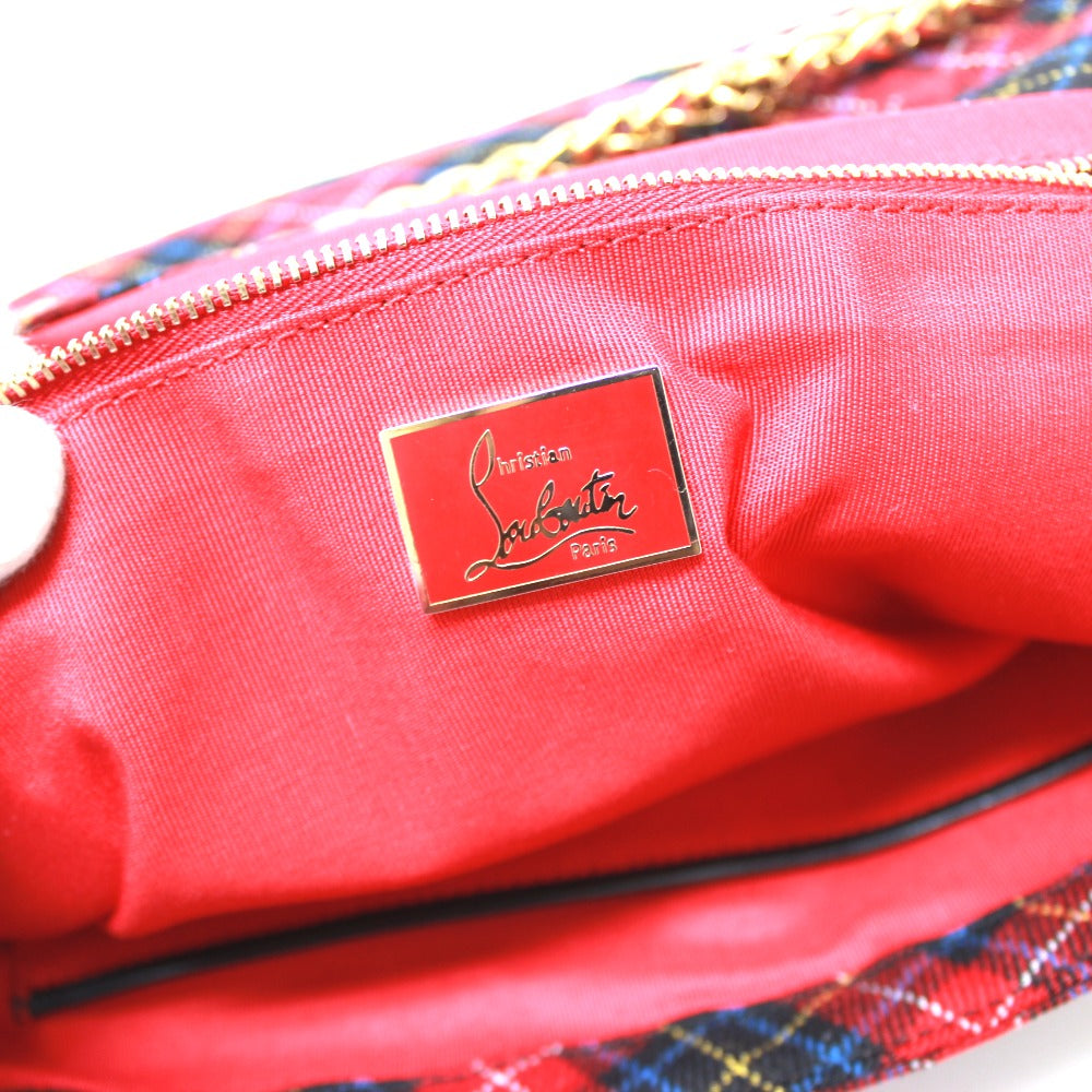 Christian Louboutin Checkered Sweet Charity Shoulder Bag in Canvas/Leather, Red