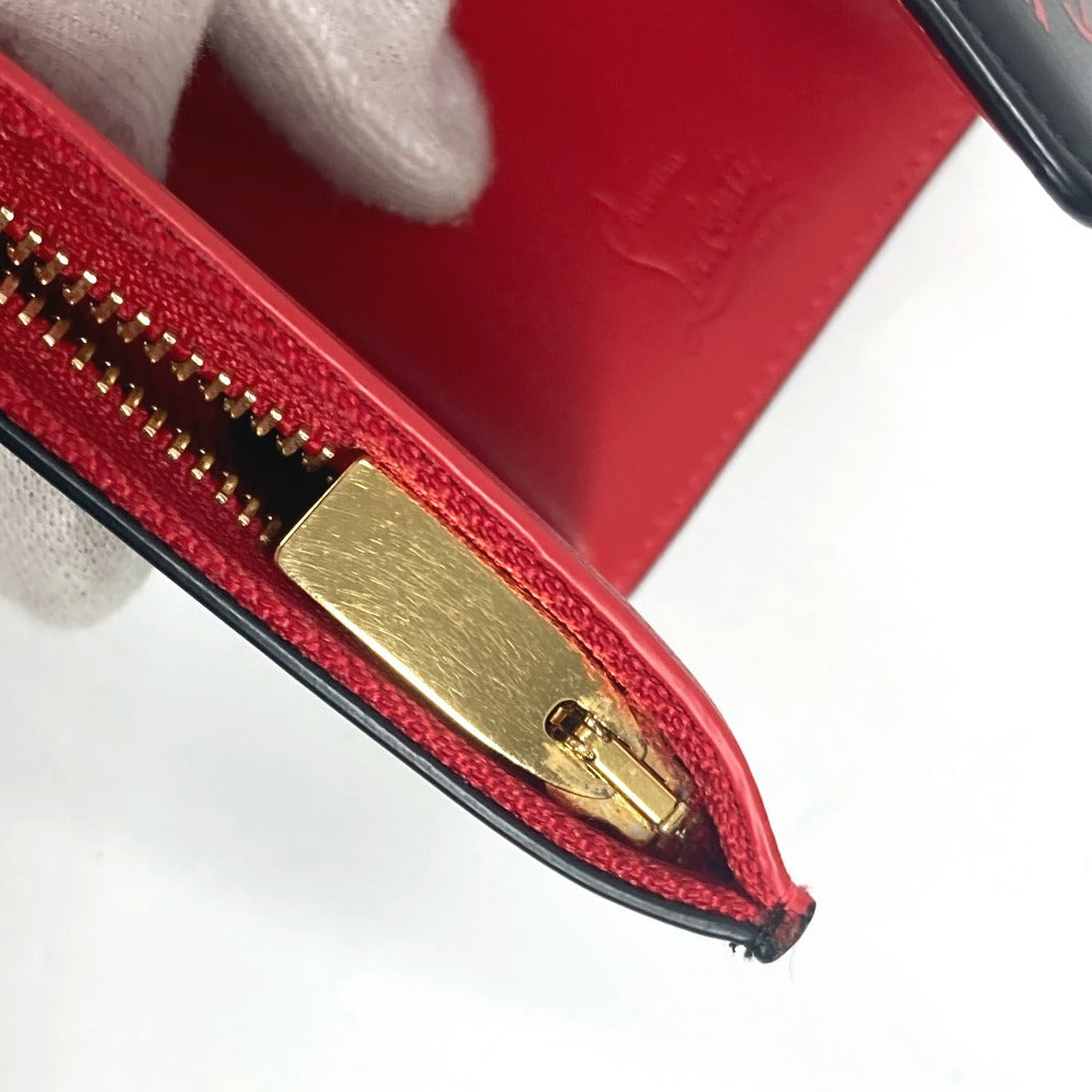Christian Louboutin 1205105 Rubigaga Compact Wallet, Tri-fold Leather, Women's, Black