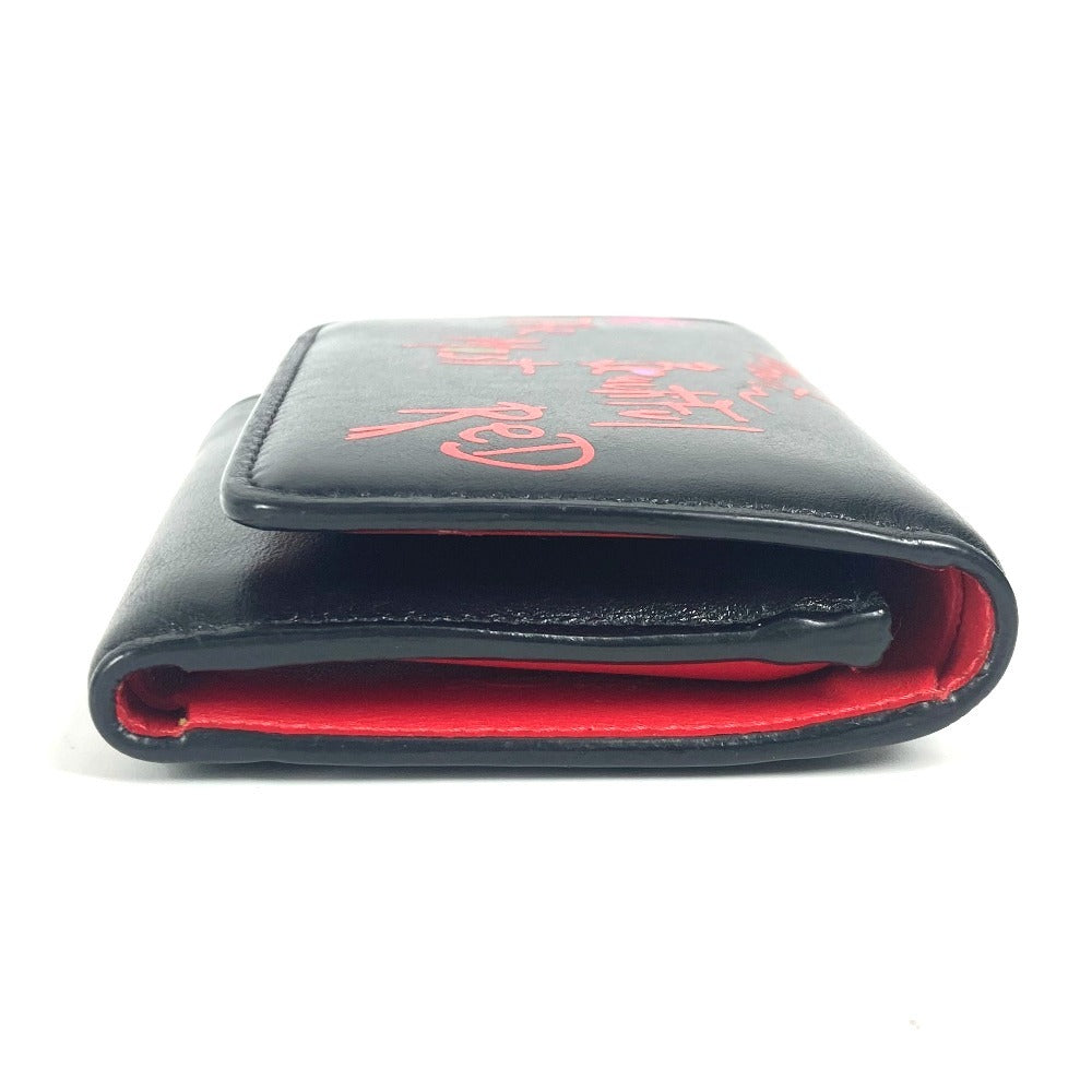 Christian Louboutin 1205105 Rubigaga Compact Wallet, Tri-fold Leather, Women's, Black