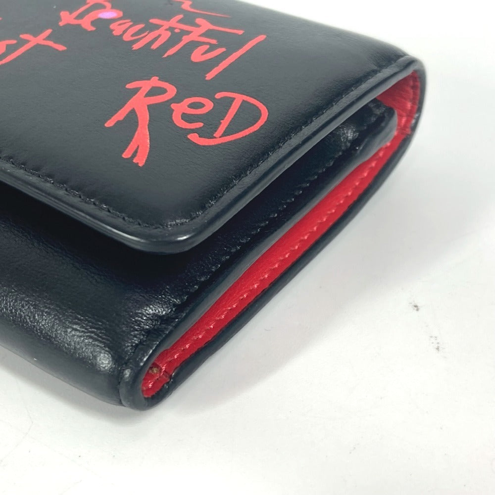 Christian Louboutin 1205105 Rubigaga Compact Wallet, Tri-fold Leather, Women's, Black
