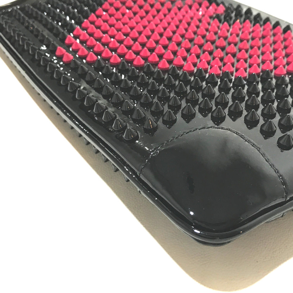 Christian Louboutin Spike Studs Rubi Poche Valentine 2-Way Clutch Bag in Patent Leather, Black