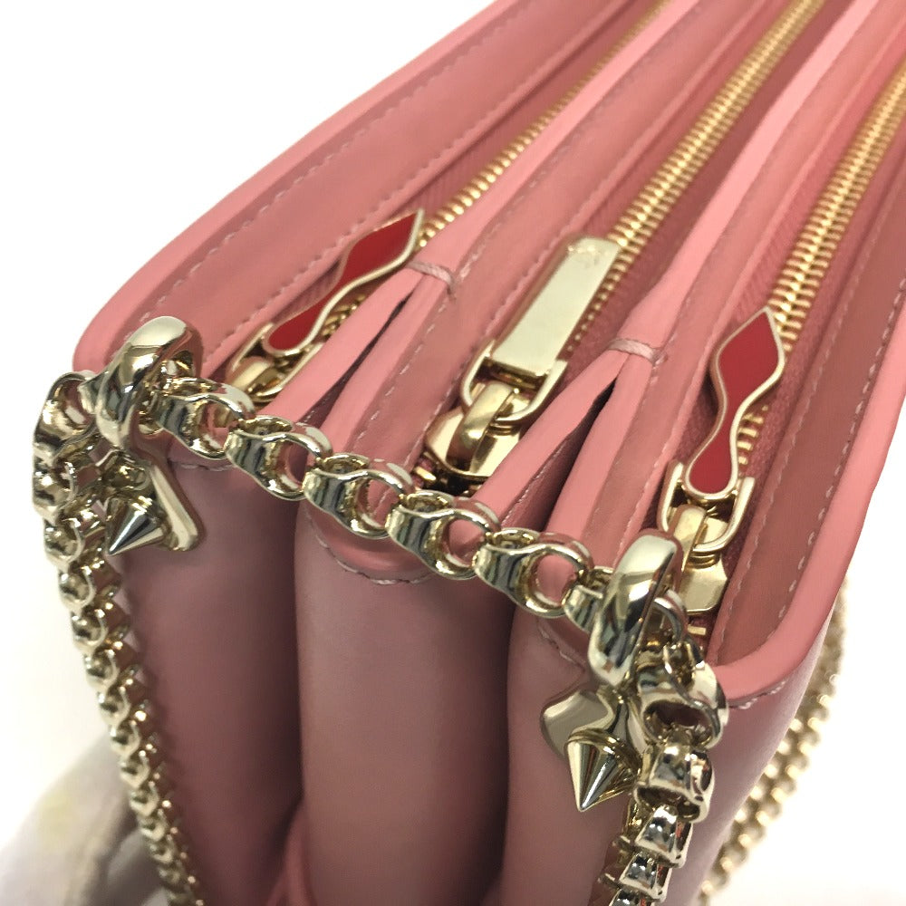 Christian Louboutin Trilby Large New Studs 2-Way Bag, Chain Shoulder Bag, Leather, Women's, Pink
