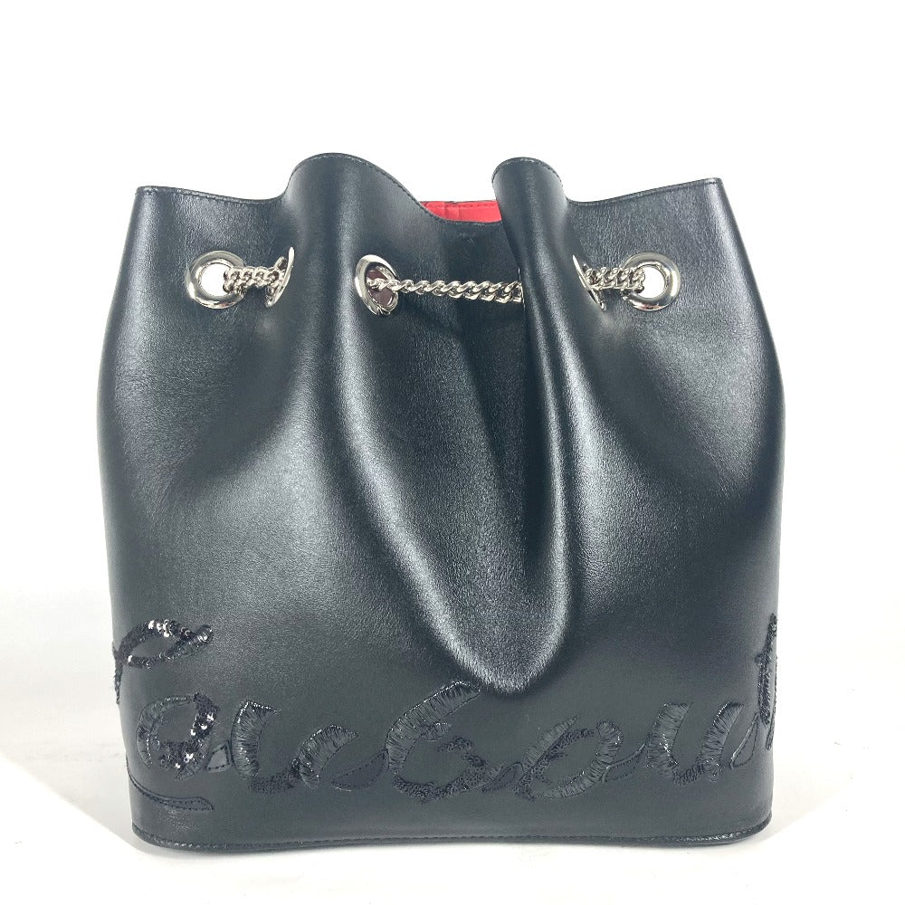 Christian Louboutin スパンコール ロゴ MARIE JANE バックパック カバン チェーン リュックサック レザー レディース ブラック - brandshop-reference