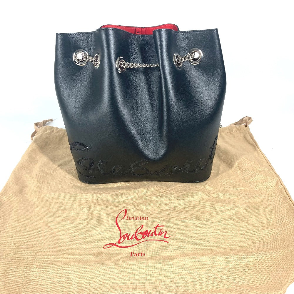 Christian Louboutin スパンコール ロゴ MARIE JANE バックパック カバン チェーン リュックサック レザー レディース ブラック - brandshop-reference