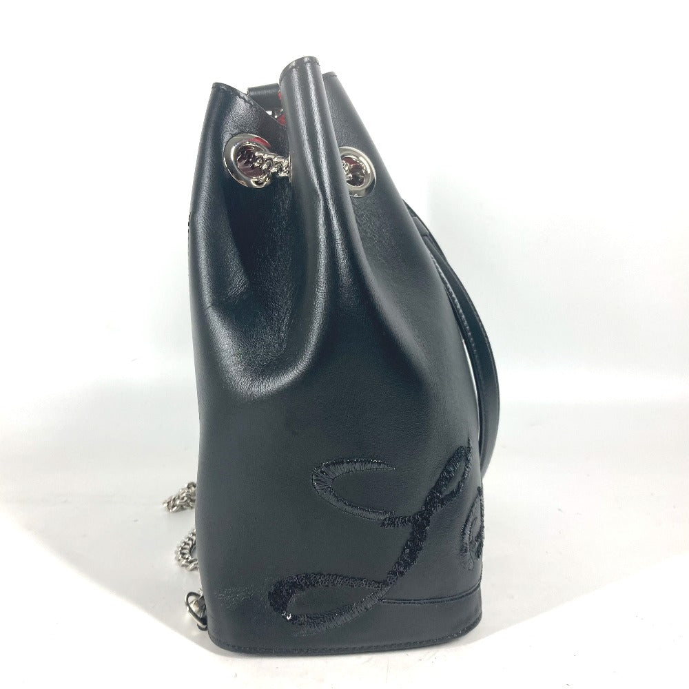 Christian Louboutin スパンコール ロゴ MARIE JANE バックパック カバン チェーン リュックサック レザー レディース ブラック - brandshop-reference