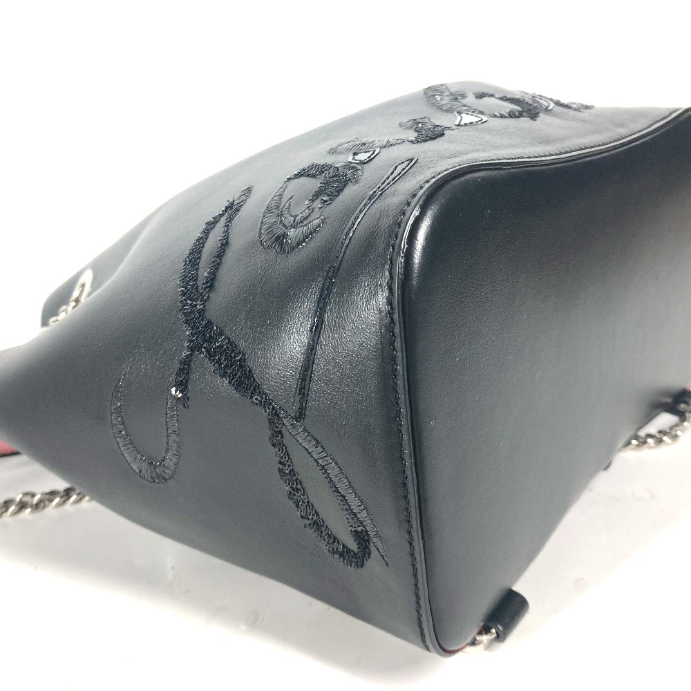 Christian Louboutin スパンコール ロゴ MARIE JANE バックパック カバン チェーン リュックサック レザー レディース ブラック - brandshop-reference