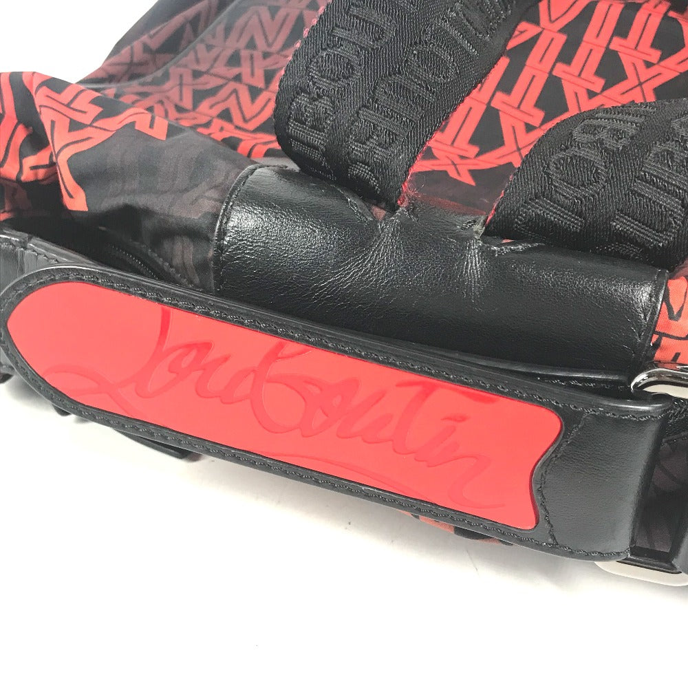 Christian Louboutin バックパック カバン 総柄 バイカラー 2WAYバッグ ハンドバッグ リュックサック ナイロン/レザー メンズ ブラック