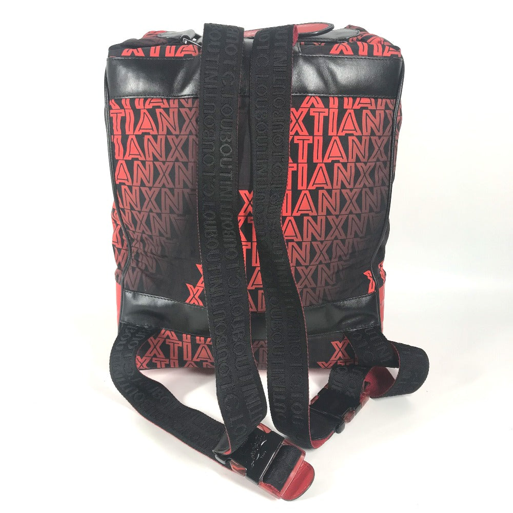 Christian Louboutin バックパック カバン 総柄 バイカラー 2WAYバッグ ハンドバッグ リュックサック ナイロン/レザー メンズ ブラック
