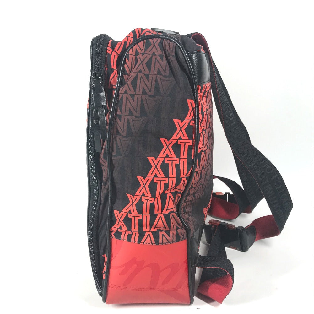 Christian Louboutin バックパック カバン 総柄 バイカラー 2WAYバッグ ハンドバッグ リュックサック ナイロン/レザー メンズ ブラック