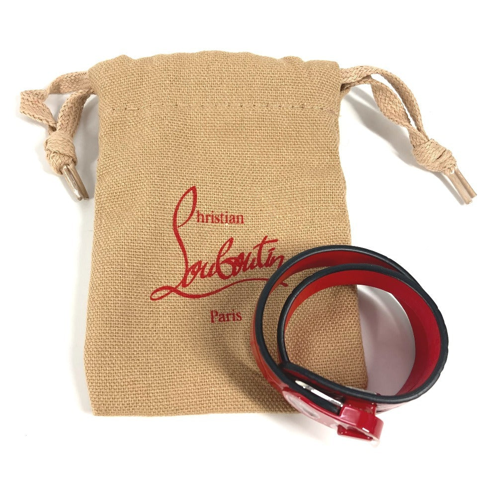 Christian Louboutin 3205169 CLロゴ 2重 バングル アクセサリー ブレスレット レザー レディース レッド