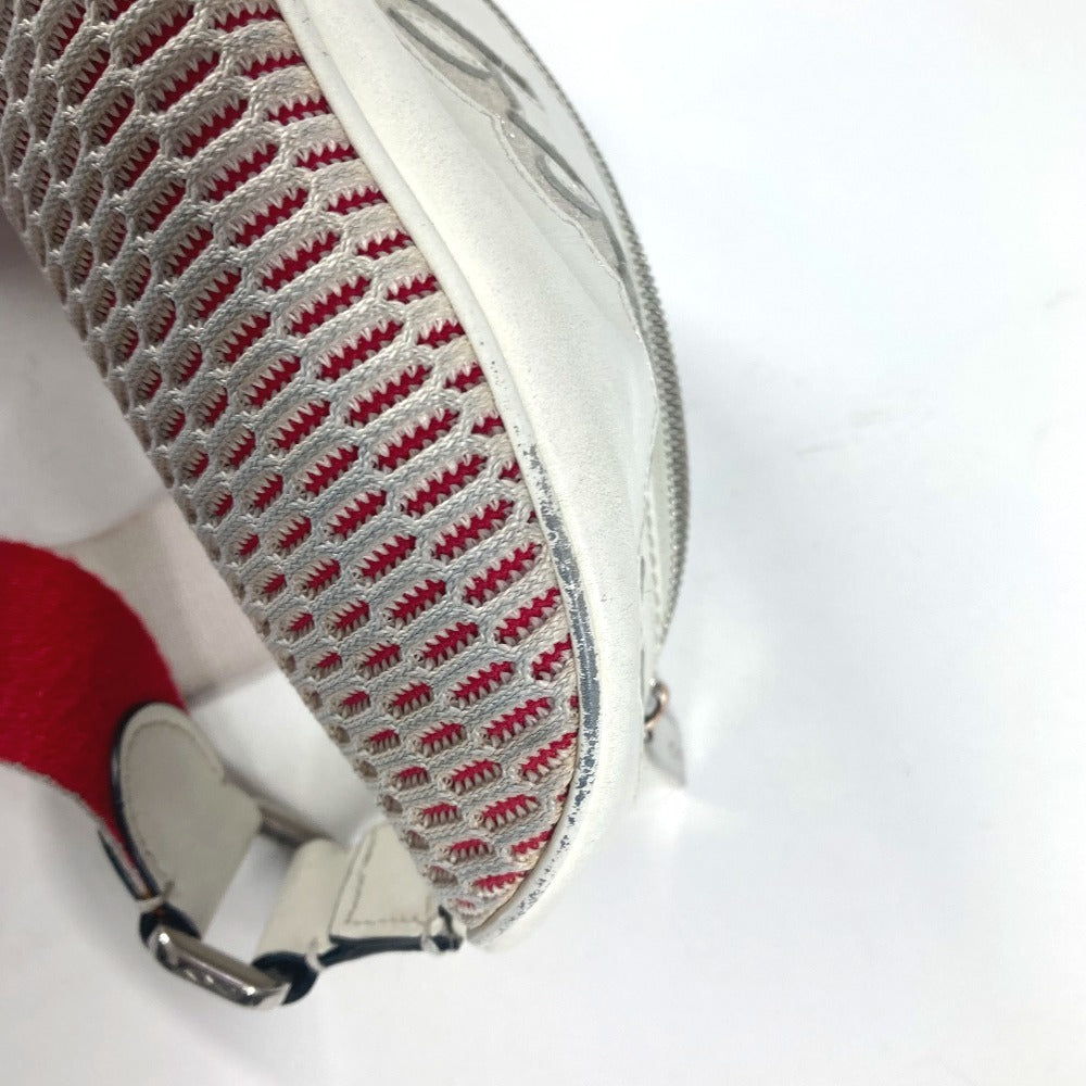Christian Louboutin マリージェーン ロゴ メッシュ カバン ベルトバッグ クロス ショルダーバッグ ボディバッグ レザー ユニセックス ホワイト