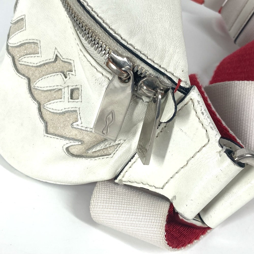 Christian Louboutin マリージェーン ロゴ メッシュ カバン ベルトバッグ クロス ショルダーバッグ ボディバッグ レザー ユニセックス ホワイト