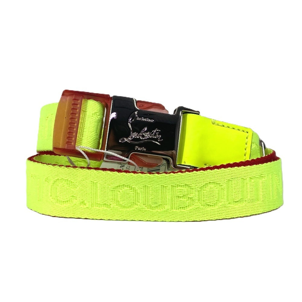 Christian Louboutin 1205286 Logo Gacha Belt, Accessory, Pants Belt, Canvas, Unisex, Neon Yellow