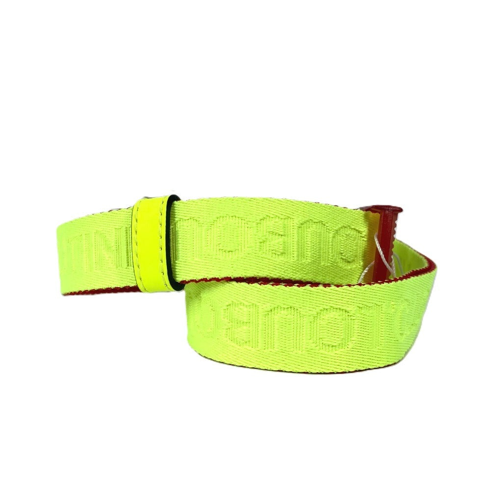 Christian Louboutin 1205286 Logo Gacha Belt, Accessory, Pants Belt, Canvas, Unisex, Neon Yellow
