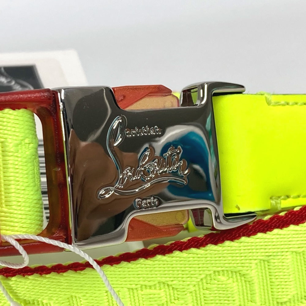 Christian Louboutin 1205286 Logo Gacha Belt, Accessory, Pants Belt, Canvas, Unisex, Neon Yellow