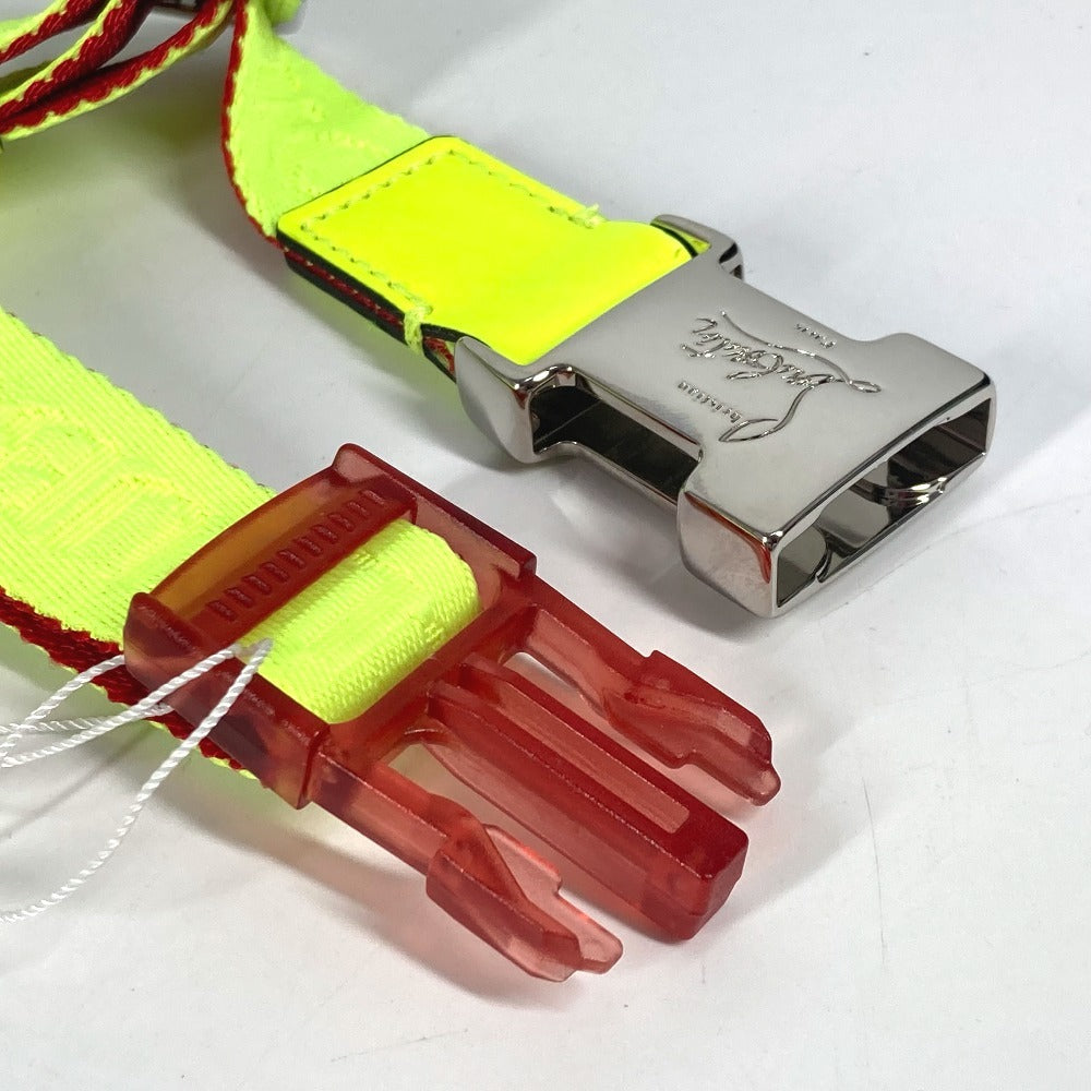 Christian Louboutin 1205286 Logo Gacha Belt, Accessory, Pants Belt, Canvas, Unisex, Neon Yellow