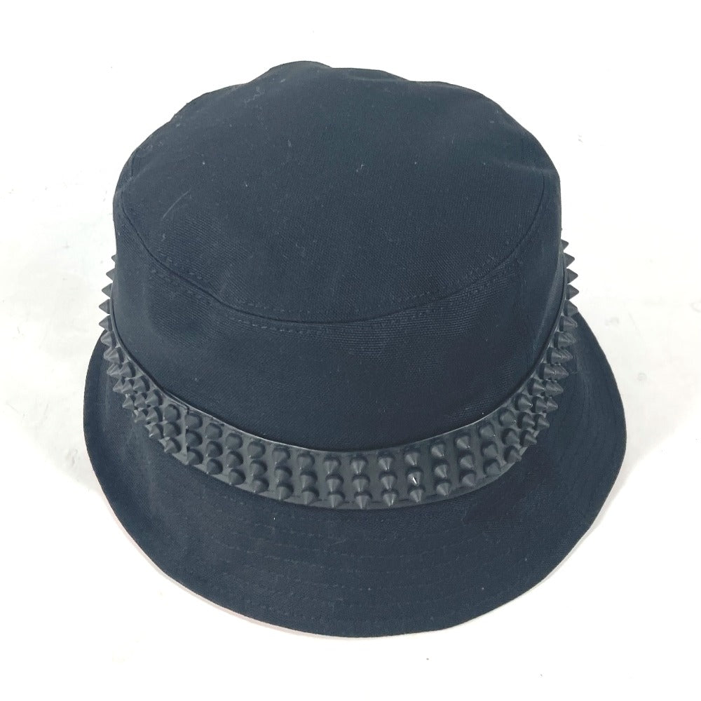 Christian Louboutin 3235326 Studded BOBINO Bucket Hat, Cotton, Unisex, Black