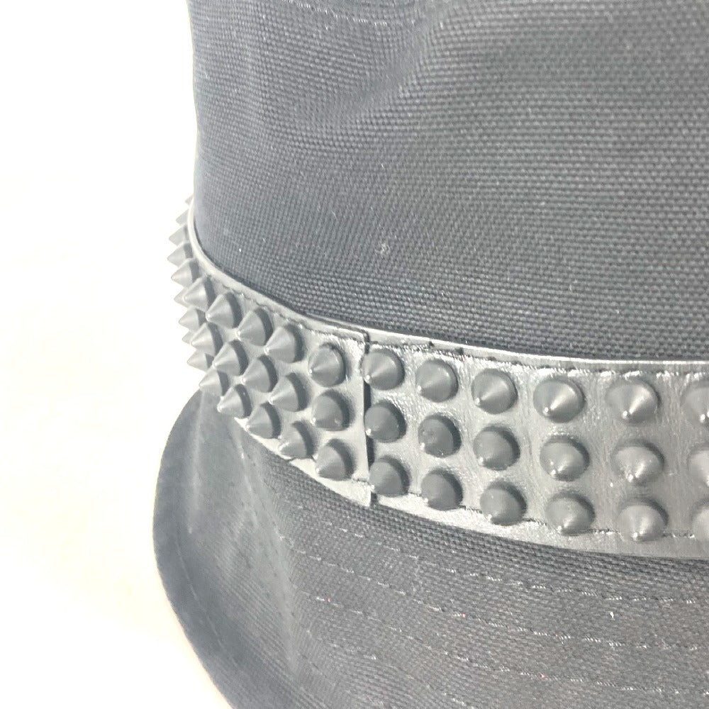 Christian Louboutin 3235326 Studded BOBINO Bucket Hat, Cotton, Unisex, Black