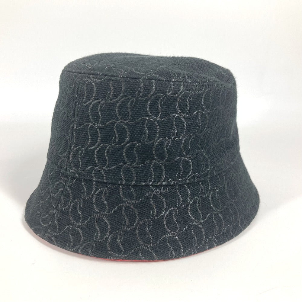 Christian Louboutin Logo CL Bucket Hat, Bob Hat, Cotton, Women's, Black