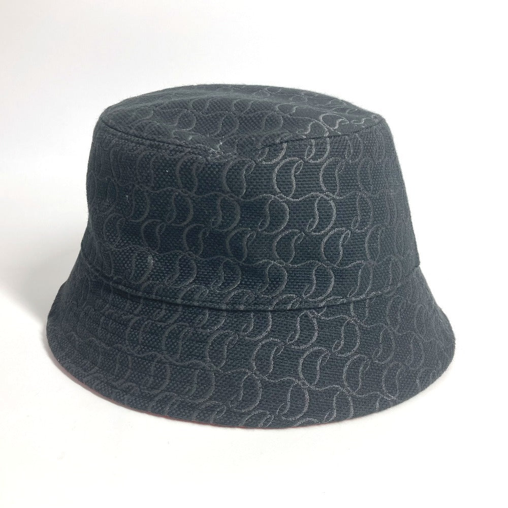 Christian Louboutin Logo CL Bucket Hat, Bob Hat, Cotton, Women's, Black