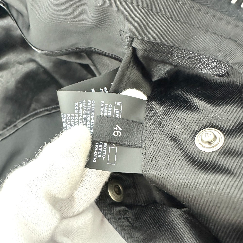 TOM FORD TFO637 フーディー フード付き WZIP レザーパイピング フーデッド アパレル アウター コート モッズコート ナイロン メンズ ブラック
