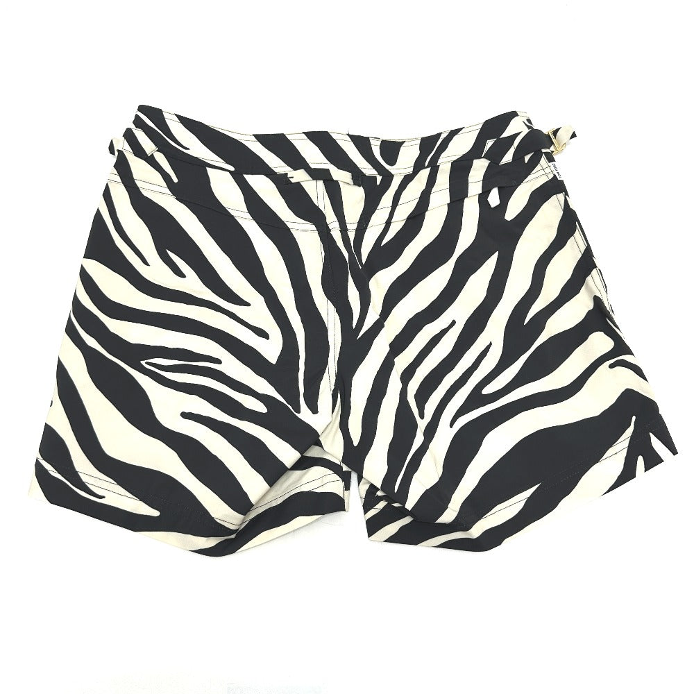 TOM FORD Men's White Zebra Swim Shorts with Pockets, Polyester Fabric