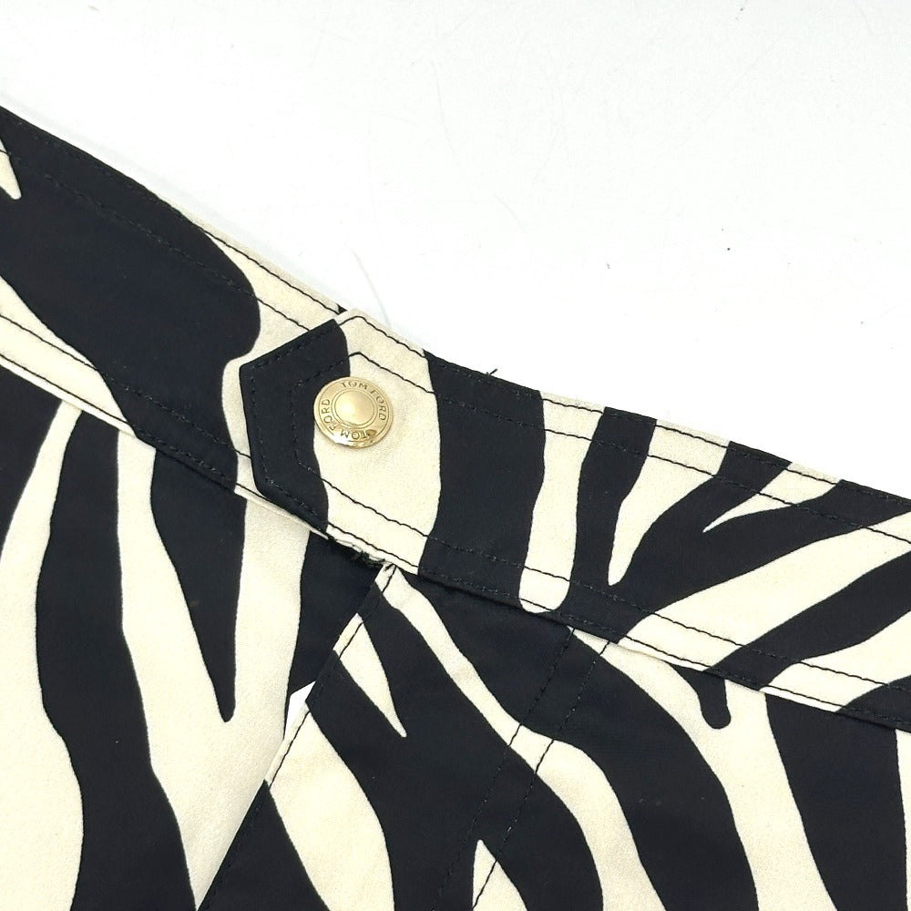 TOM FORD Men's White Zebra Swim Shorts with Pockets, Polyester Fabric