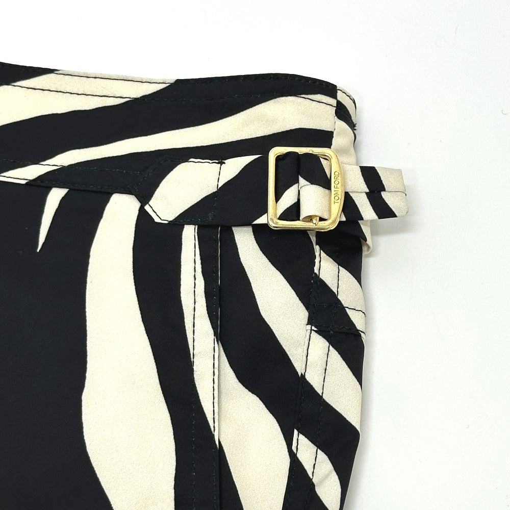 TOM FORD Men's White Zebra Swim Shorts with Pockets, Polyester Fabric