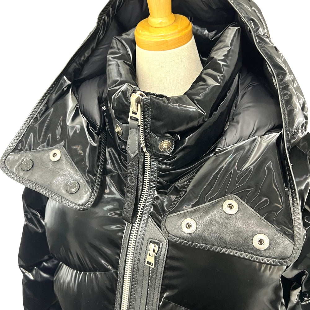 TOM FORD OJD001 FMN023F23 Men's Long Sleeve Down Jacket with Hood, Polyester, Black